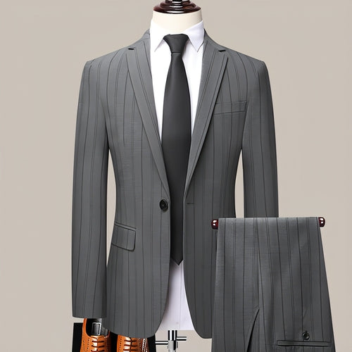 Graysven™ – Slim Striped Wedding & Business Suit