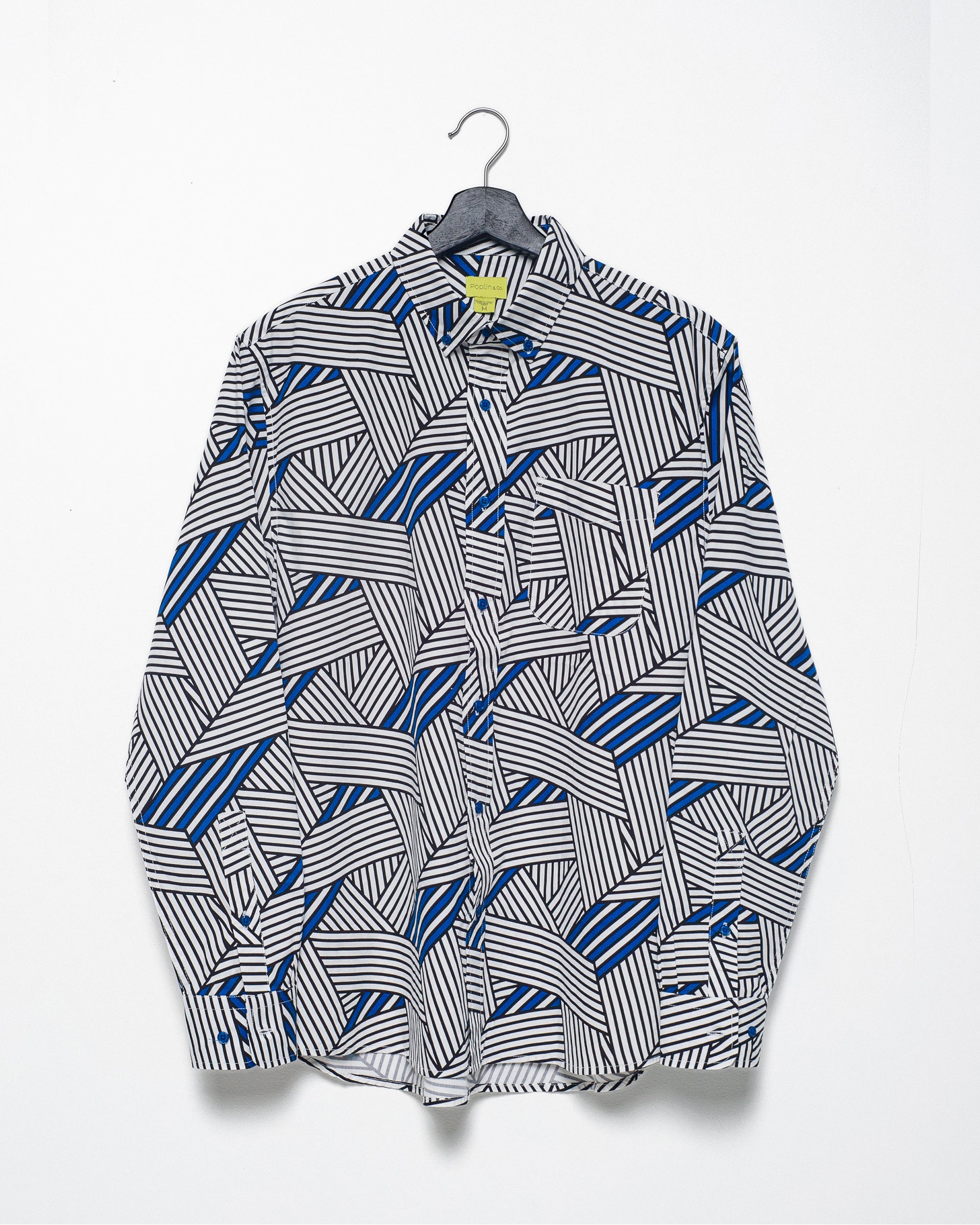Geo Grid Printed Casual Button-Down Long Sleeve Shirt