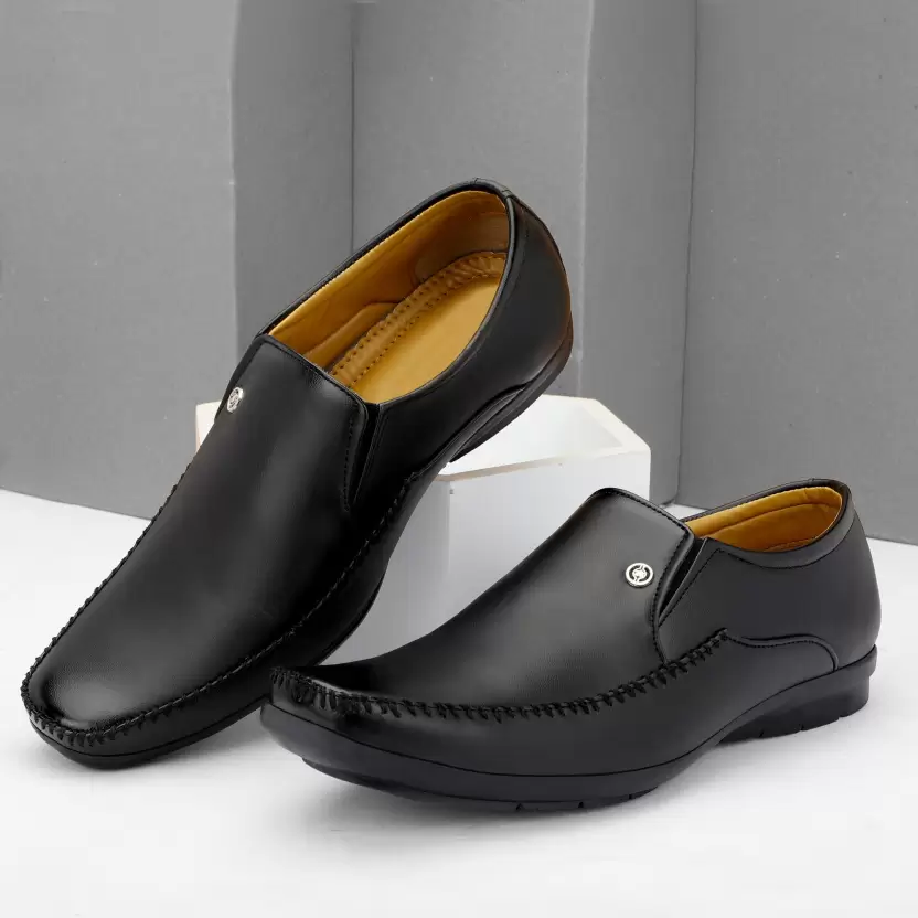 Fashionable Formal Slip On For Men Size 6 color BLACK